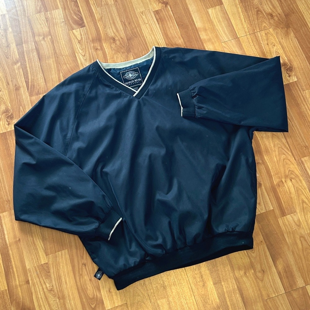 Golf Windshirt Charles River Mens Black Pullover XL